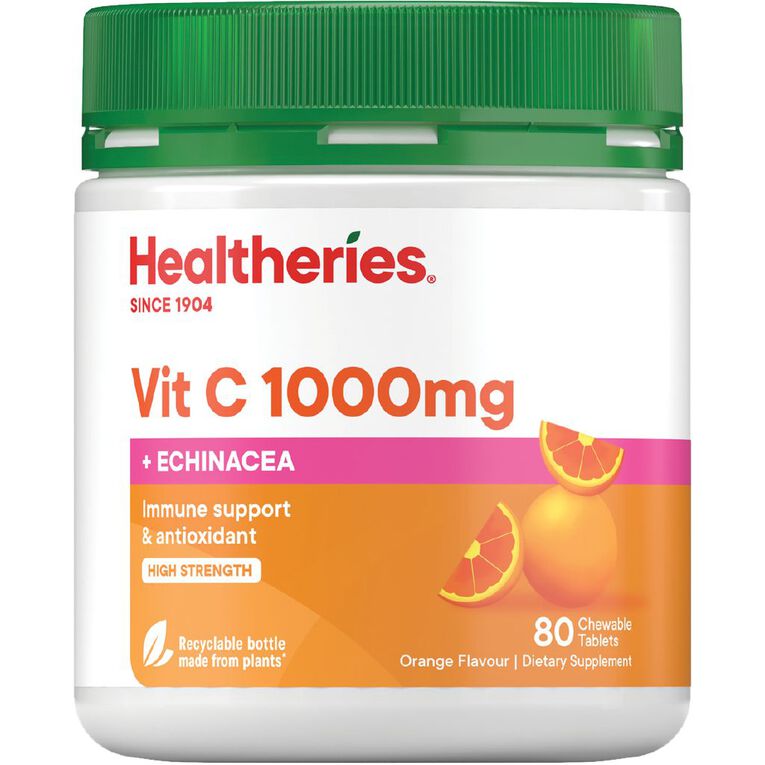 Healtheries Vitamin C 1000mg + Echinacea Chewable Tablets 80s, , hi-res