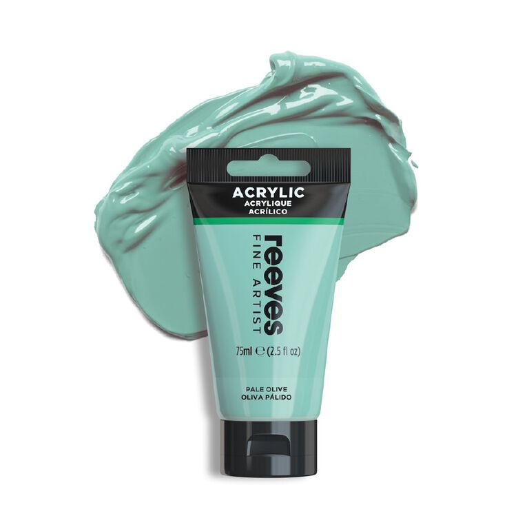 Reeves Fine Acrylic Paint Pale Olive 450 75ml, , hi-res