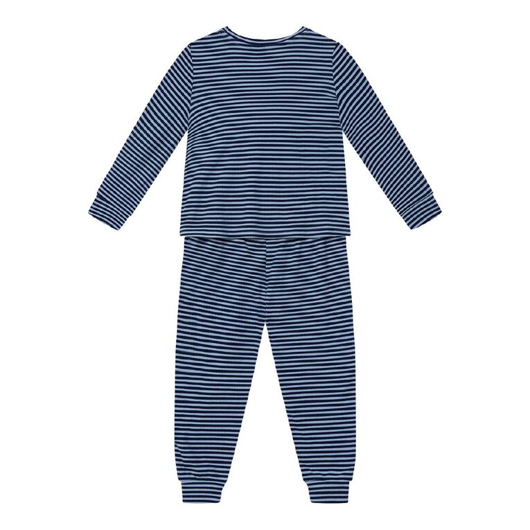 H&H Boy's Ribbed Long Sleeve Pyjamas 2 Pack, Blue Light, hi-res