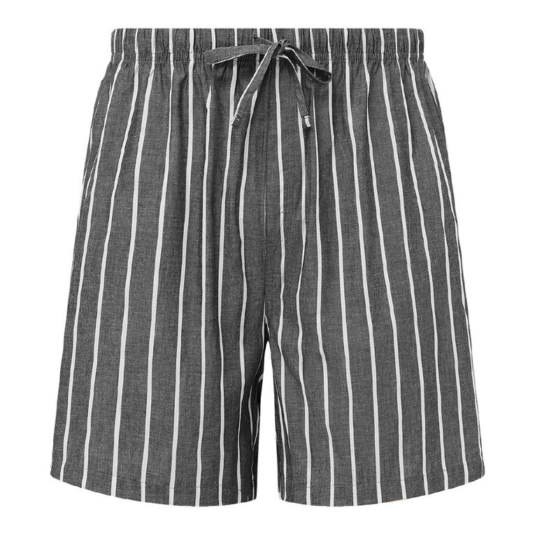 H&H Men's Woven Pyjama Shorts, Black, hi-res