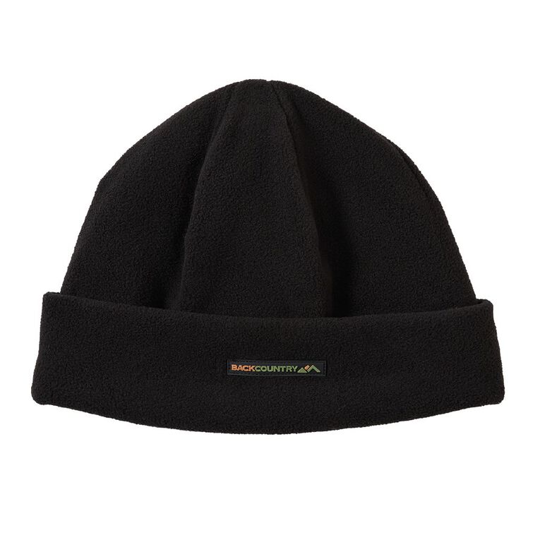 Back Country Men's Plain Fleece Beanie, Black, hi-res