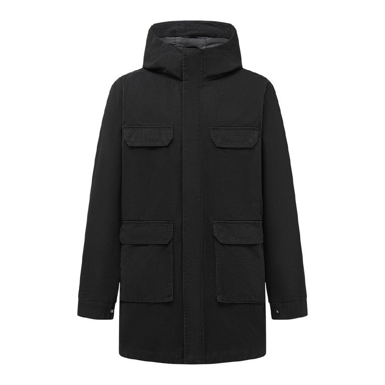 H&H Men's Hooded Parka Jacket, Black, hi-res