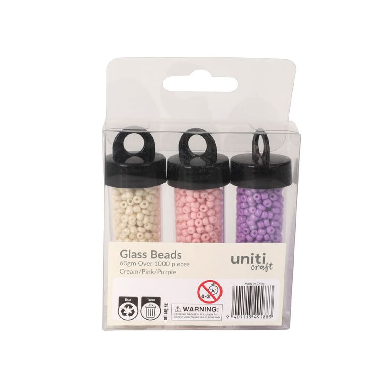 Uniti Glass Bead Set Cream Pink Purple, , hi-res