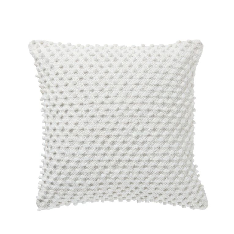 Living & Co Cushion Cotton Bobble White 45cm x 45cm, , hi-res