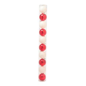 Christmas Baubles 6cm Red White 10 Pack