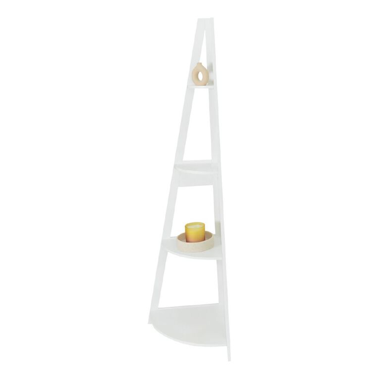 Living & Co Corner Ladder Shelf White, , hi-res