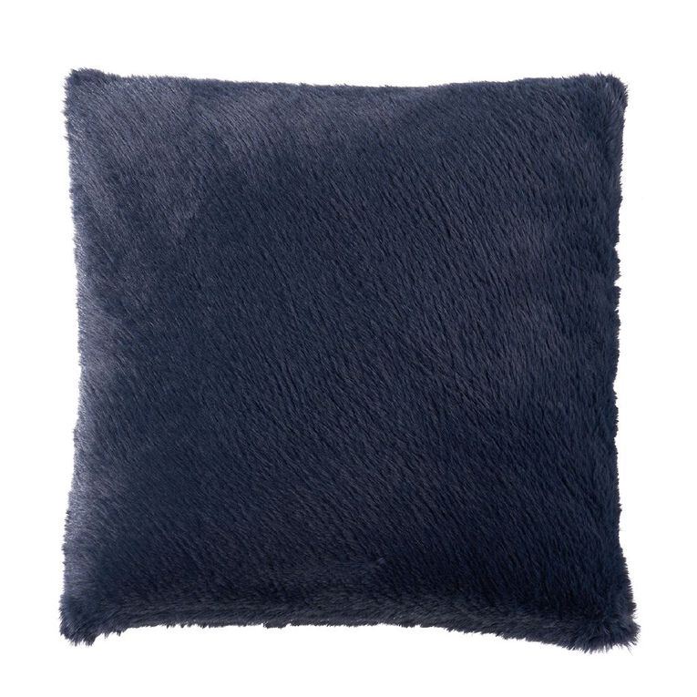 Living & Co Cushion Faux Fur Bunny Navy 43cm x 43cm, , hi-res