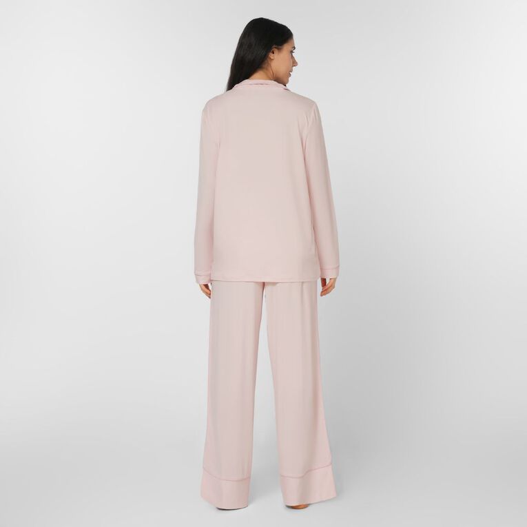 H&H Women's Comfy Button Up Pyjama Set, Pink Light, hi-res