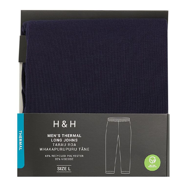 H&H Men's Thermal Long Johns, Blue Dark, hi-res