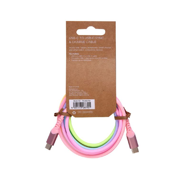 Lifestyles USB-C To USB-C Cable 2m Rainbow, , hi-res