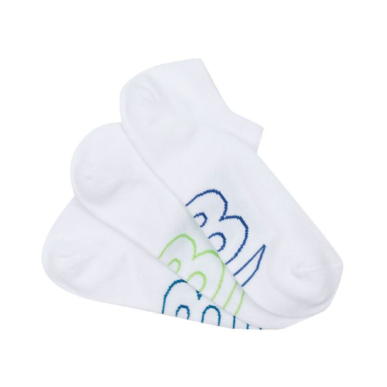 B FOR BONDS Men's No Show Socks 3 Pack, White, hi-res