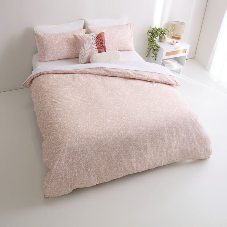 Living & Co Duvet Cover Set Floral Cameo Pink Queen, , hi-res