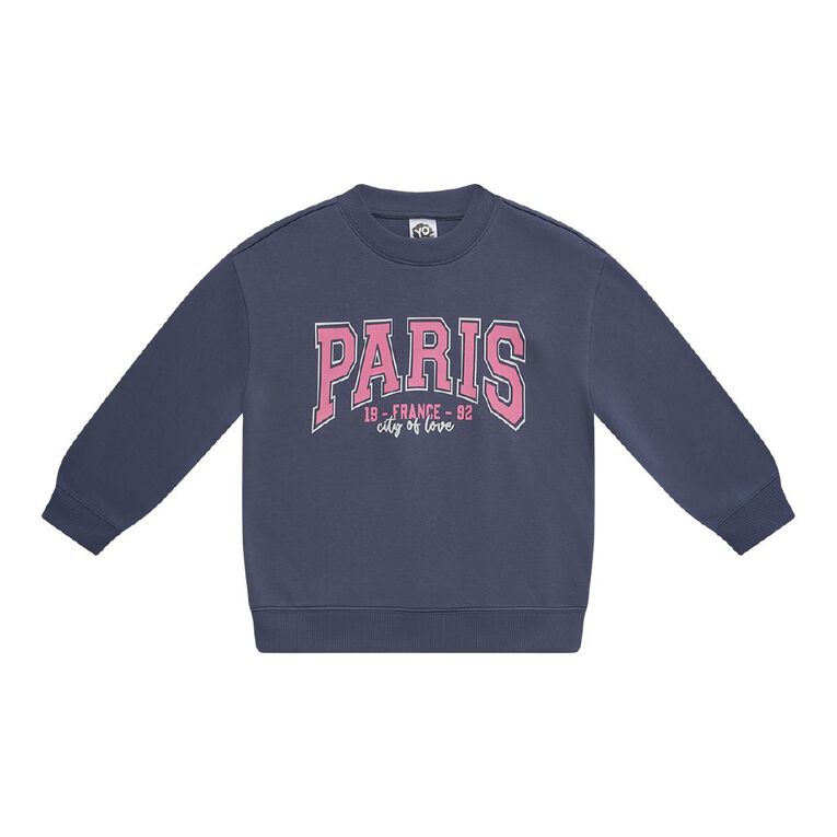 Young Original Printed Crew Sweat, Grey Mid, hi-res