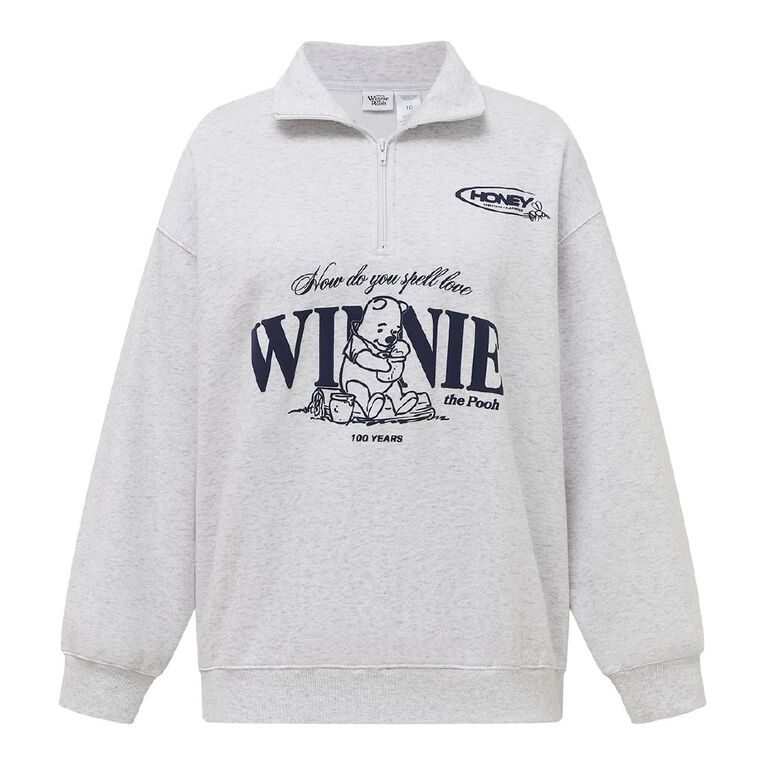 Winnie the Pooh Women's Winnie the Pooh 1/4 Zip Sweat, Cream, hi-res