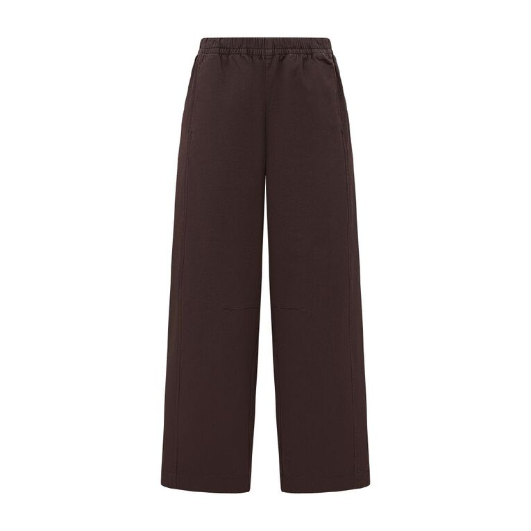 H&H Women's Relaxed Barrel Leg Pants, Brown Dark, hi-res