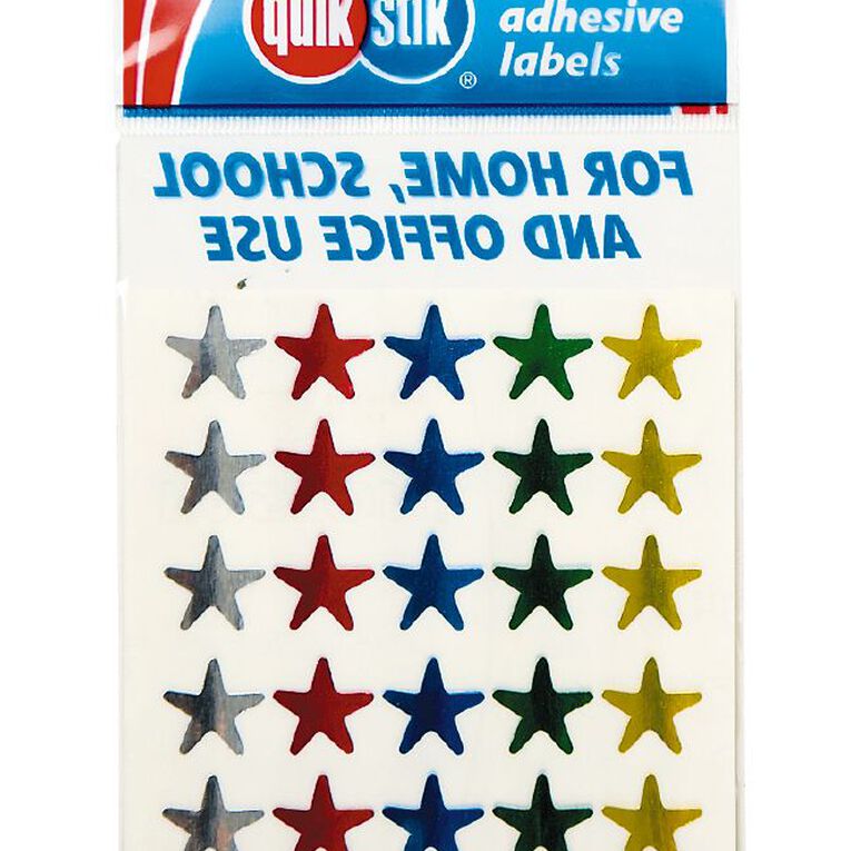 Quik Stik Labels Stickers Star Shaped Assorted, , hi-res