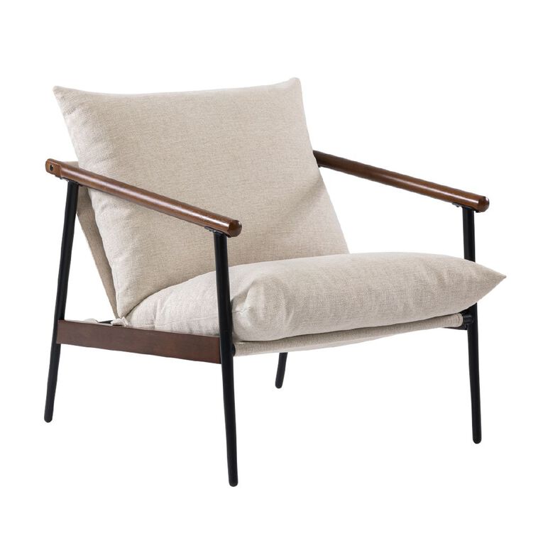 Zinus Wood Sling Chair Beige, , hi-res