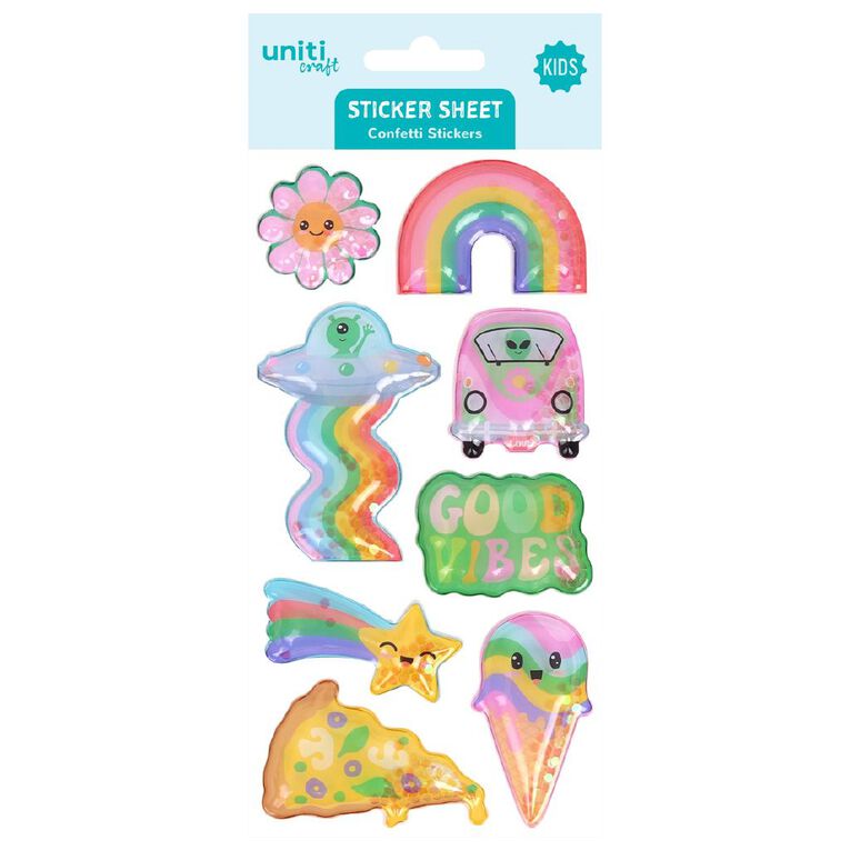Uniti Craft Kids Confetti Sticker Sheet Groovy, , hi-res
