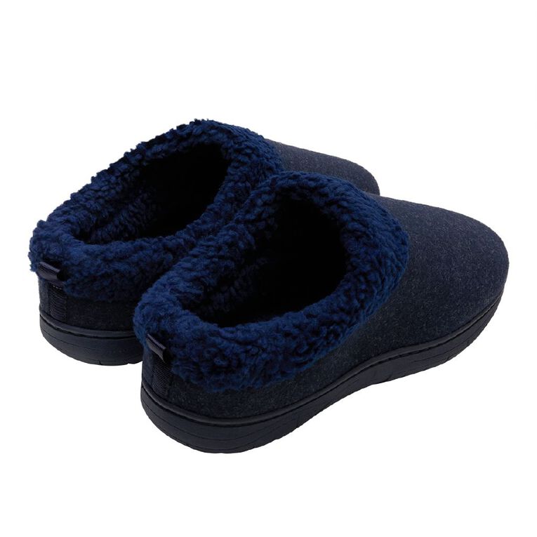 H&H Men's Memory Foam Scuff Slippers, Navy, hi-res