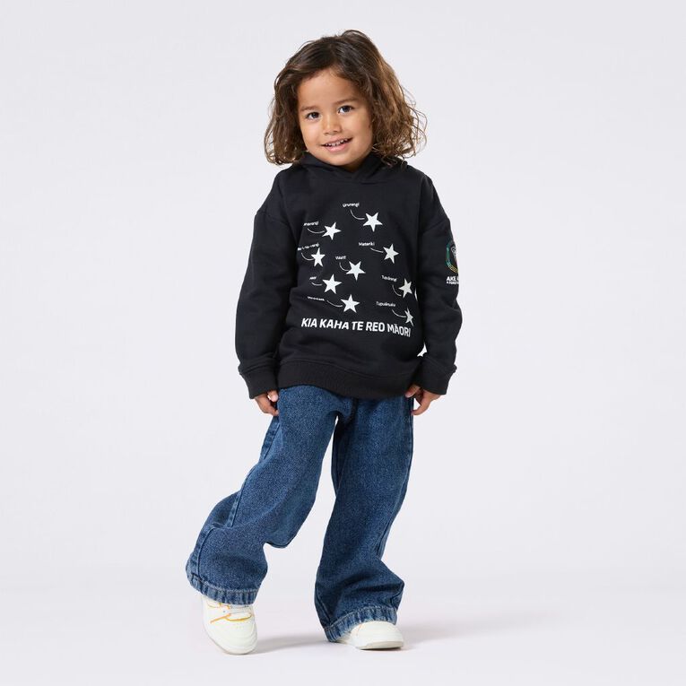MLC Kids' Matariki Glow In The Dark Hoodie, Black, hi-res