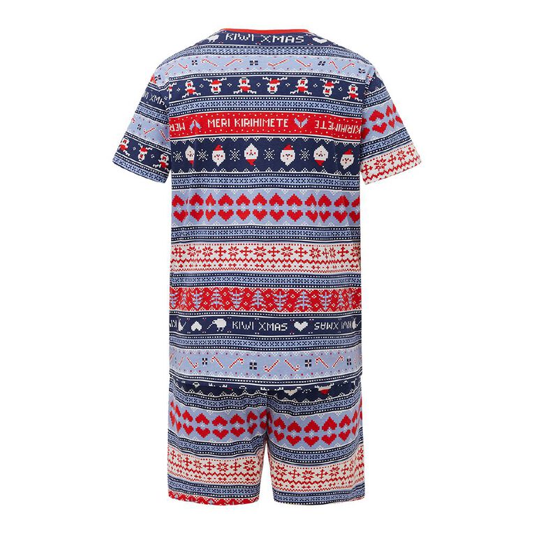H&H Men's Family Christmas Tee and Shorts Pyjama Set, Blue Light, hi-res