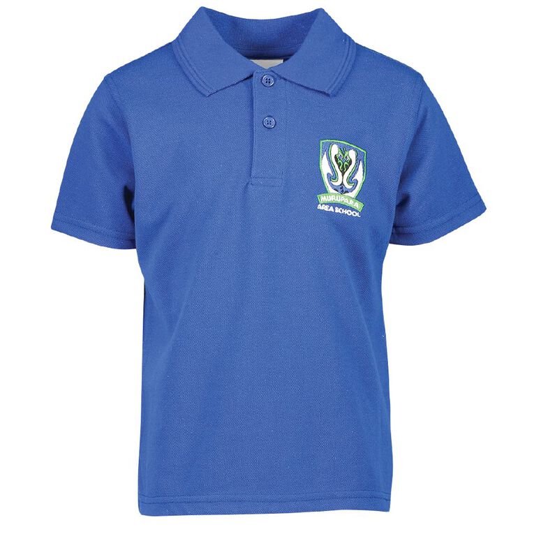 Schooltex Murupara Area Short Sleeve Polo with Embroidery, Royal, hi-res