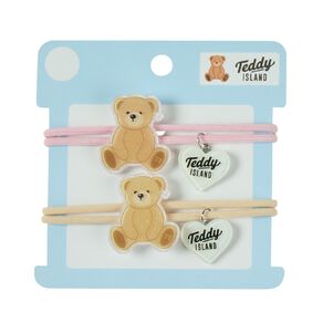 Teddy Island Hair Tie Pink 2 Pack