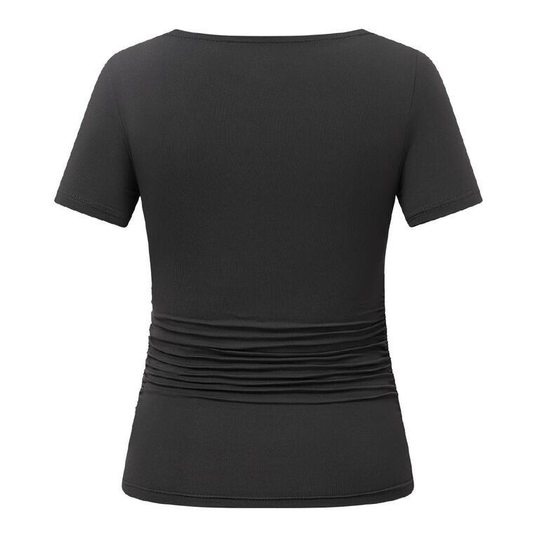 H&H Women's Short Sleeve Contour Print Boat Neck Top, Grey Dark, hi-res