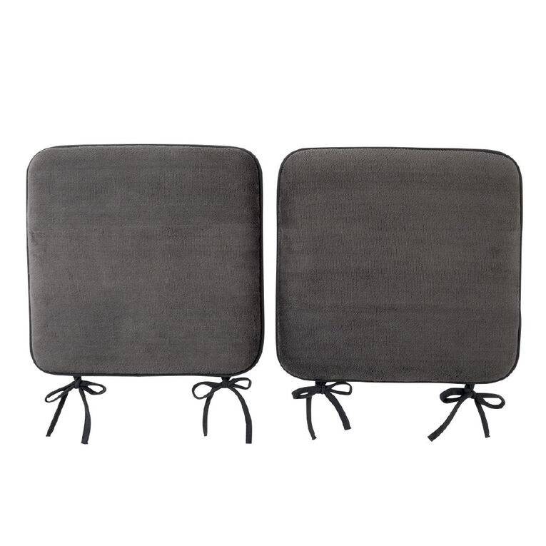 Living & Co Chair Pad Memory Foam 2 Pack Grey 40cm x 40cm, , hi-res