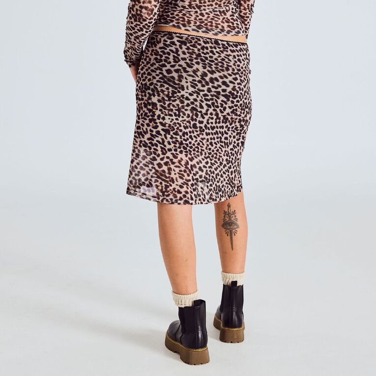 BRDRLESS Annie Animal Print Mini Skirt, Brown, hi-res