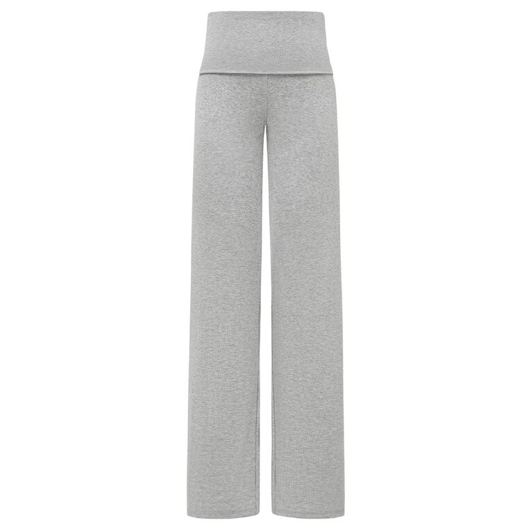 H&H Women's Rib Fold Over Lounge Pants, Grey Marle, hi-res