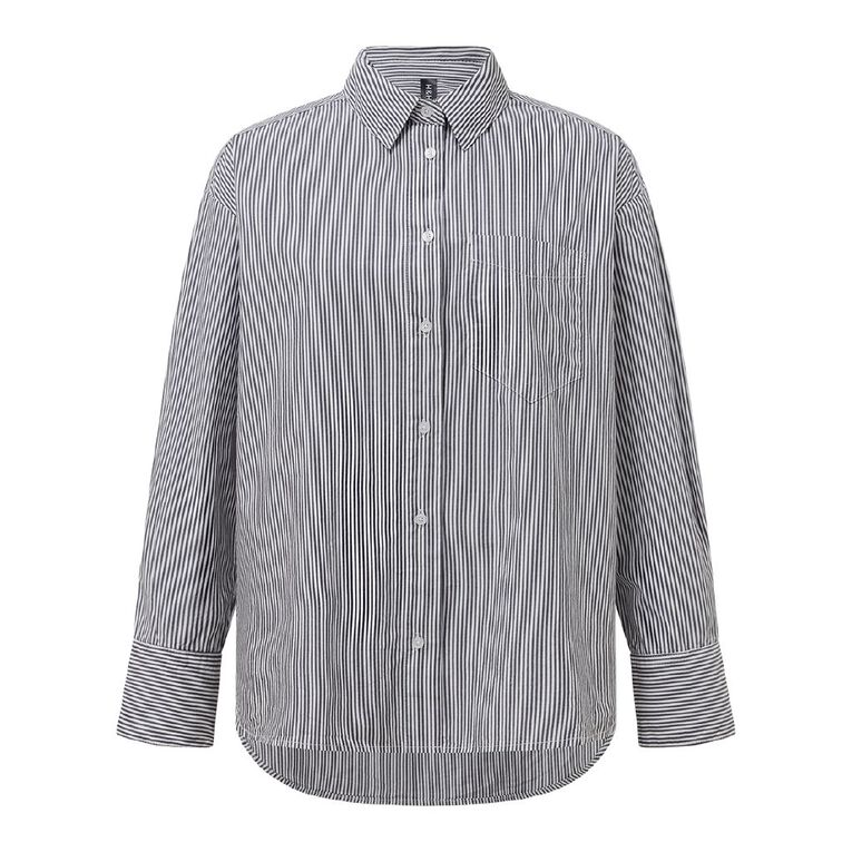 H&H Women's Long Sleeve Cotton Shirt, Blue, hi-res