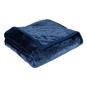 Living & Co 400gsm Mink Feel Blanket Denim Queen