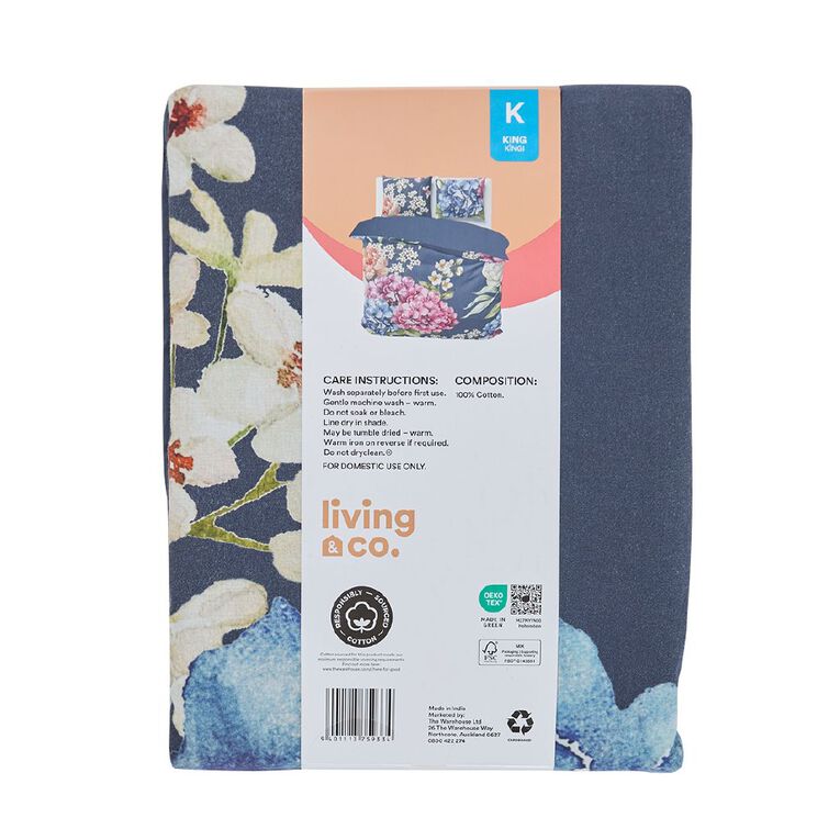 Living & Co Duvet Cover Set Washed Cotton Rosewood Multi-Coloured King, , hi-res