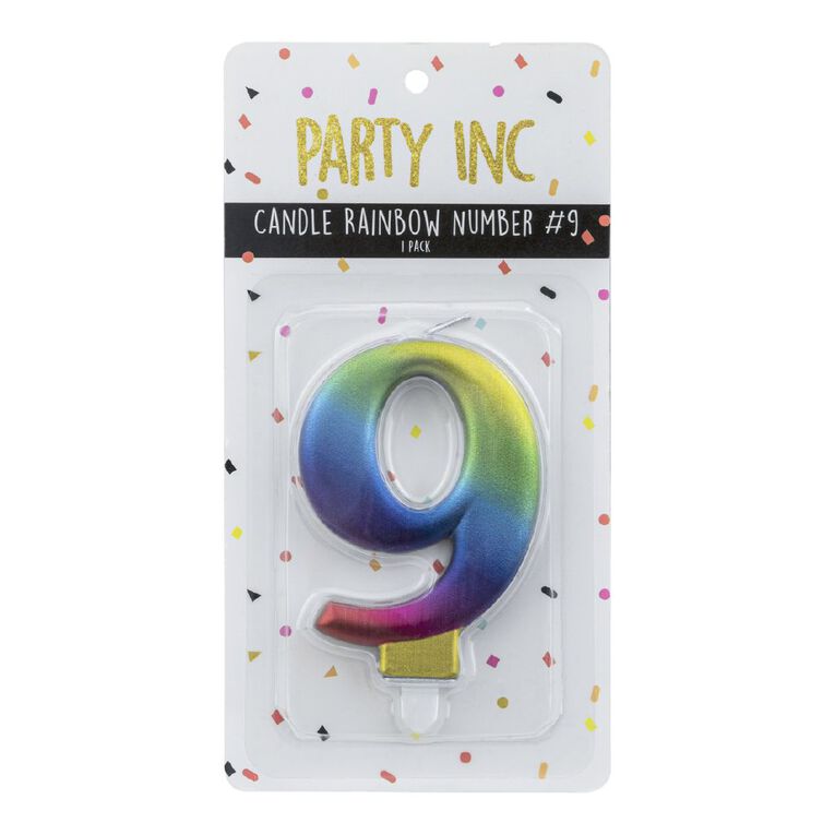 Party Inc Rainbow Candle Number #9, , hi-res