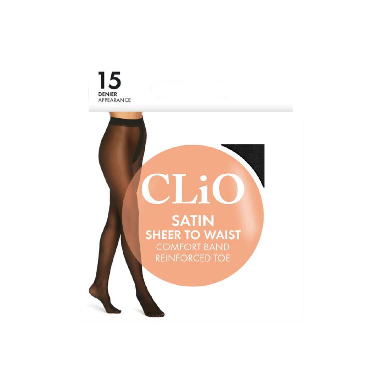 Clio Women's Satin Sheer 15D Tights 1 Pack, Black, hi-res