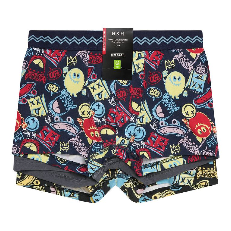 H&H Boys' Trunk 3 Pack, Black/Navy, hi-res
