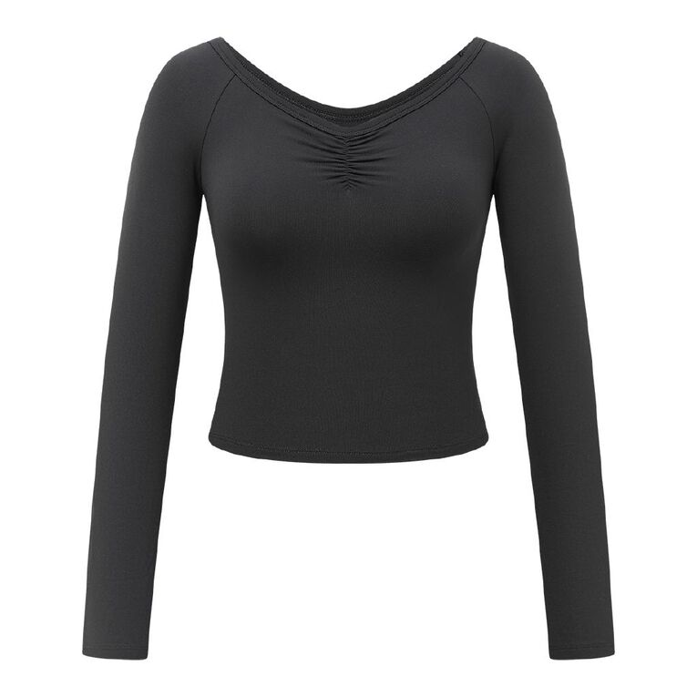 H&H Women's Contour Sweetheart Off Shoulder Top, Black, hi-res
