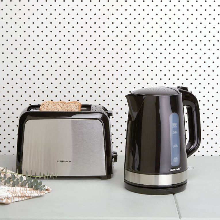 Living & Co Toaster Metal Side 2 Slice Black, , hi-res