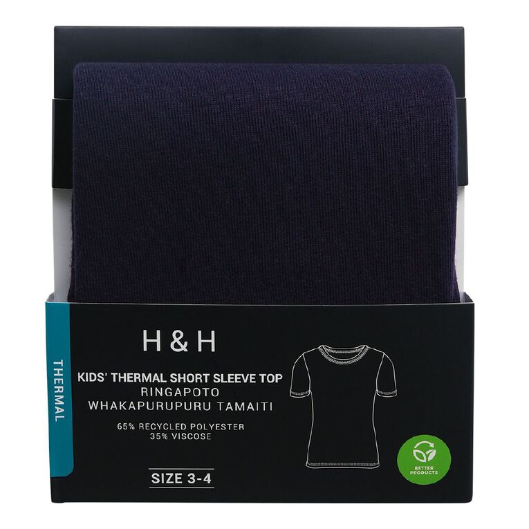 H&H Kids' Thermal Short Sleeve Tee, Blue Dark, hi-res