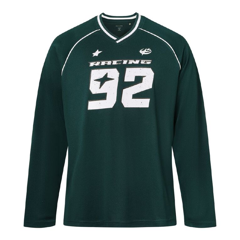 Garage Men's Mesh Football Tee, Green Dark, hi-res