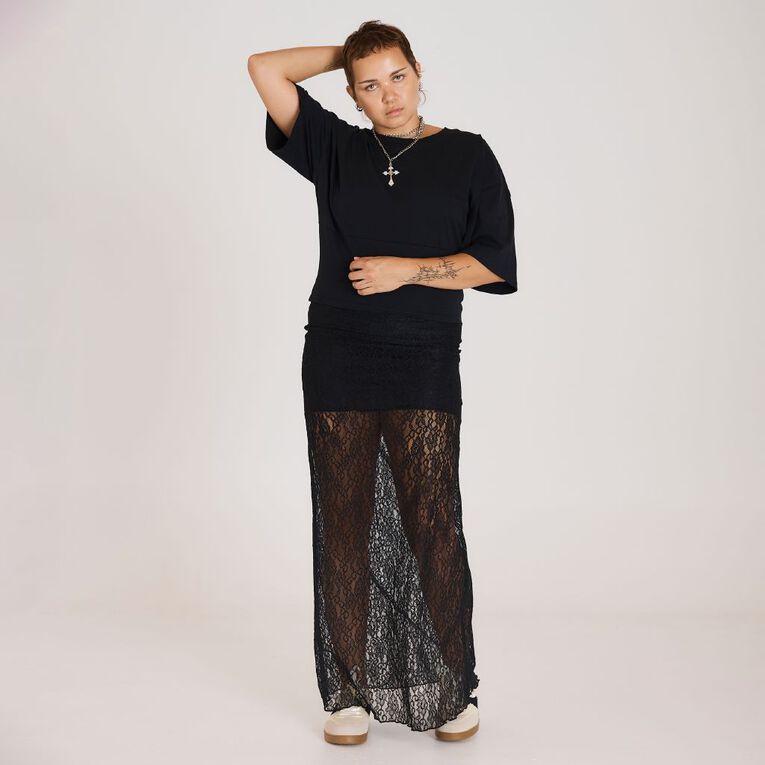 BRDRLESS Sloane Crop Short Sleeve Tee, Black, hi-res