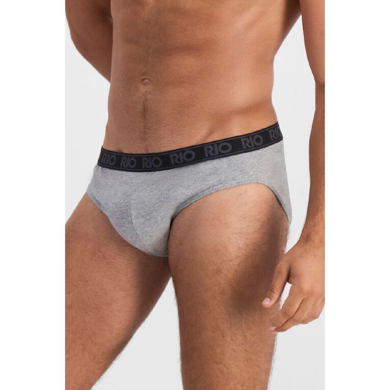 Rio Men's Briefs 5 Pack, Black/Grey, hi-res