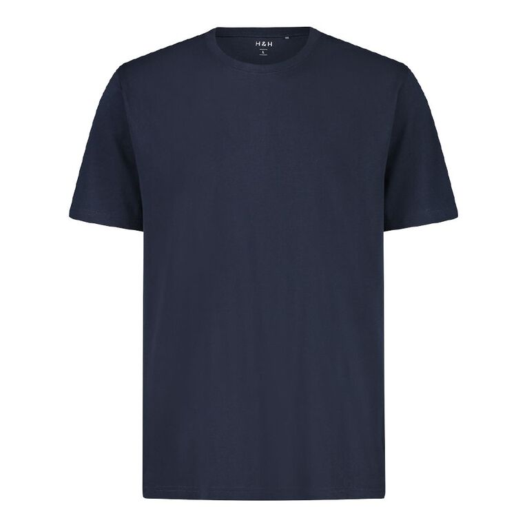 H&H Men's Crew Neck Short Sleeve Plain Tee Navy The Warehouse