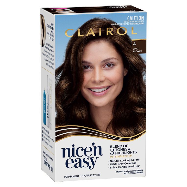 Clairol Nice N Easy Permanent Hair Colour Dark Brown 4, , hi-res
