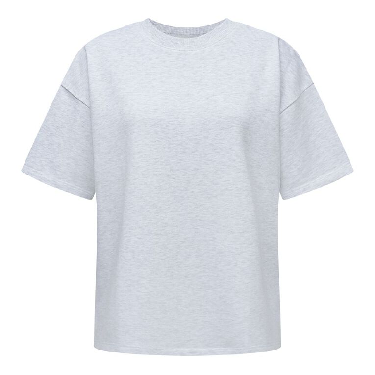 H&H Women's Short Sleeve Boxy Terry Tee, Silver Grey, hi-res