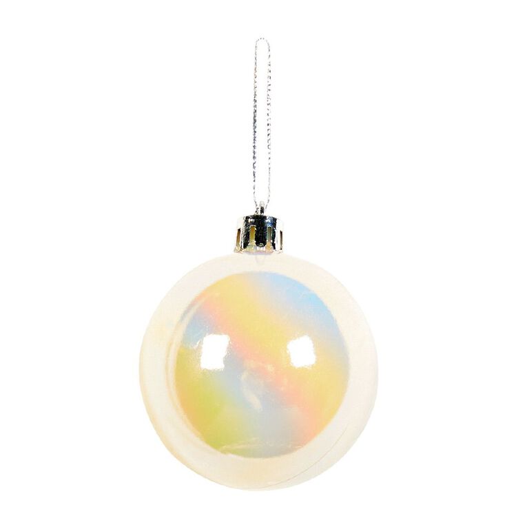 Wonderland Christmas Baubles 6cm Iridescent 10 Pack, , hi-res