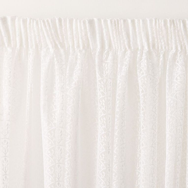Living & Co Art Deco Voile White 90-180cm Wide/135cm Drop, , hi-res