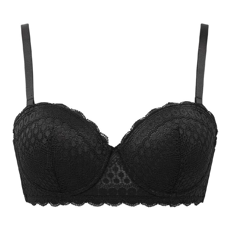 H&H Women's Polka Lace Bralette, Black, hi-res