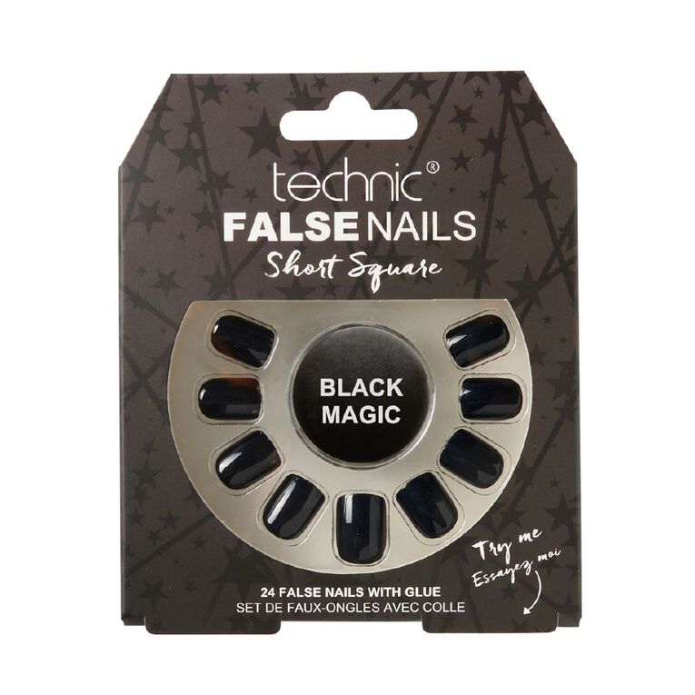 Technic False Nails Short Square Black Magic, , hi-res